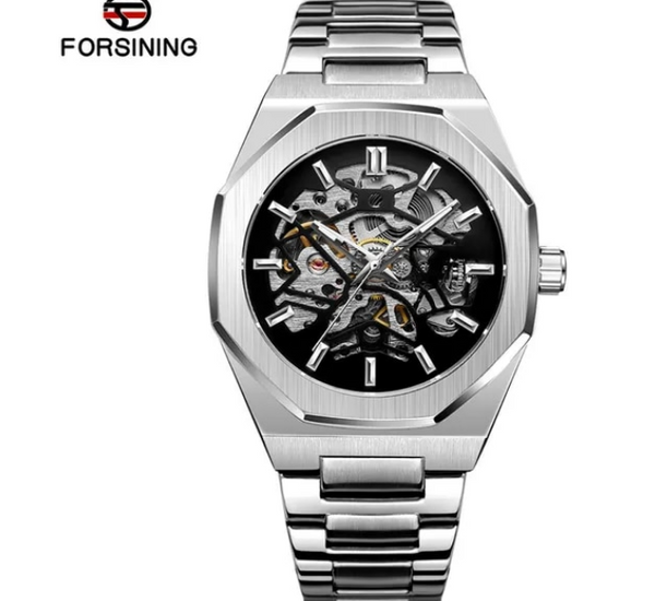 Luxury Forsining Watch Auto Mechanical Watch for Men Octagon Case Steel Band