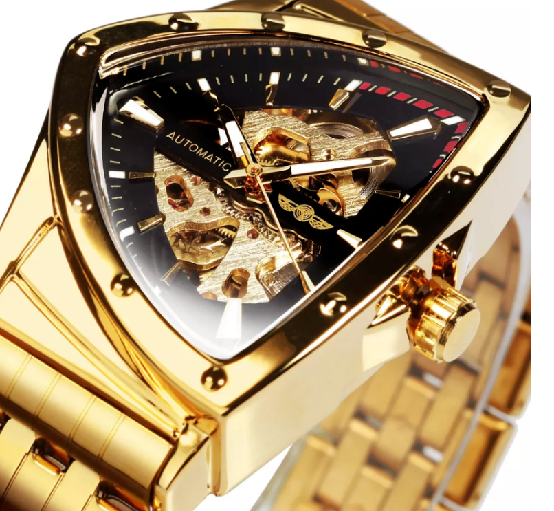 Mens Watches Triangle Dial Skeleton Mechanical Automatic Watch Men's Hollow Gift