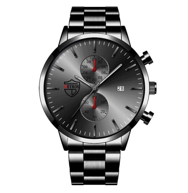 Men's Business Fashion Watch with Stainless Steel Strap Gunmetal Grey Quartz UK