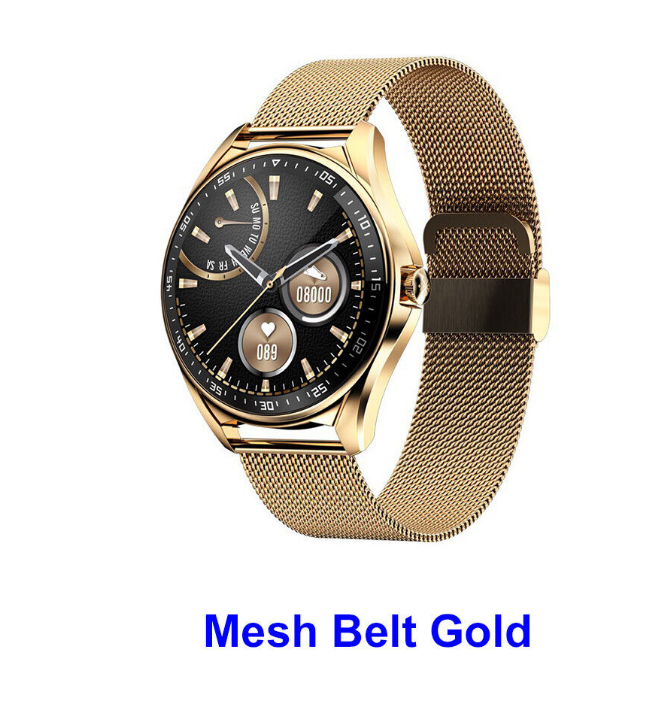 Dial Call Smart Watch Touch Screen Real Leather Strap Fitness Tracker Heart Rate