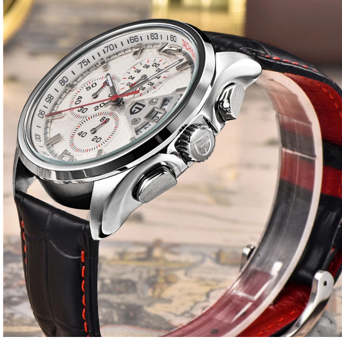 44mm PAGANI DESIGN Men's Chronograph Watch Quartz Military Wristwatch Gift Box