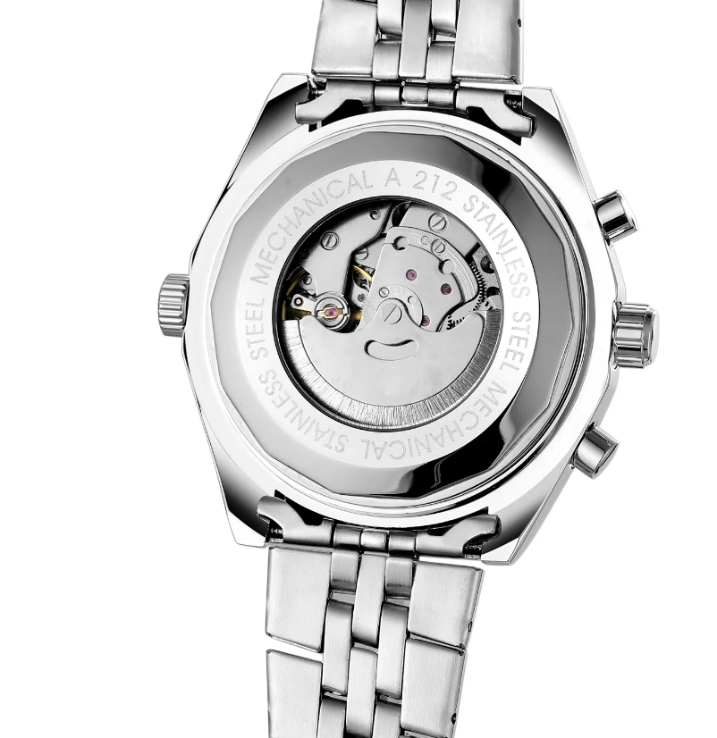 Men's Mechanical White Wristwatches Stainless Steel Luminous Automatic Watch UK