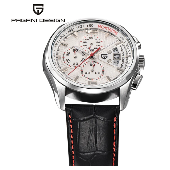 44mm PAGANI DESIGN Men's Chronograph Watch Quartz Military Wristwatch Gift Box