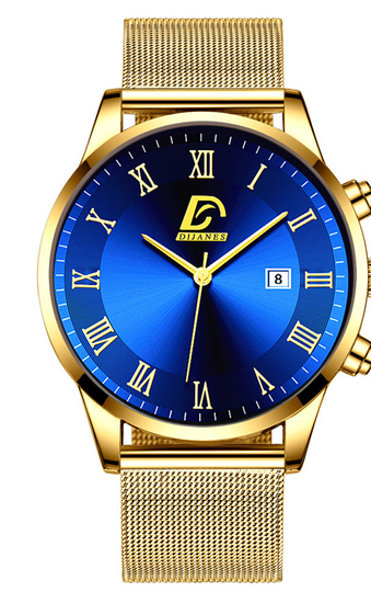 Mens Watches Casual Gold Stainless Steel Gents Quartz Analogue Wrist Watch UK