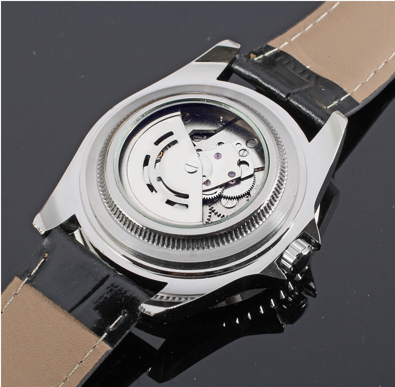 Men Leather Watches Automatic Mechanical Movement Wristwatch Waterproof Luminous