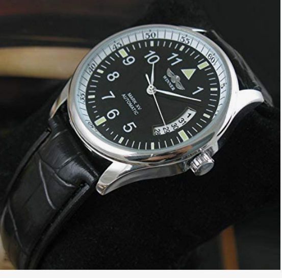 Men's Self-winding Watch Automatic Mechanical Date Day Black Leather Sport Watch