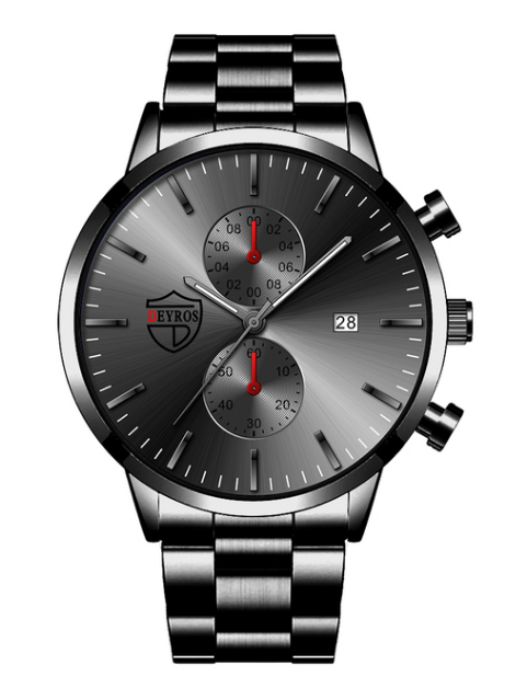 Men's Business Fashion Watch with Stainless Steel Strap Gunmetal Grey Quartz UK