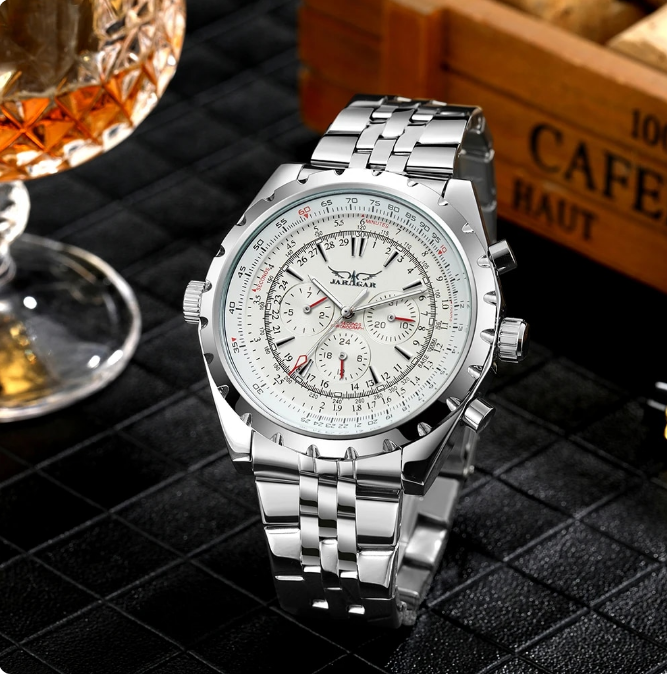 Men's Mechanical White Wristwatches Stainless Steel Luminous Automatic Watch UK