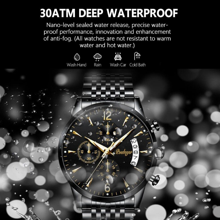 Mens Stainless Steel Watch Waterproof Luminous Watches Luxury Quartz Wristwatch