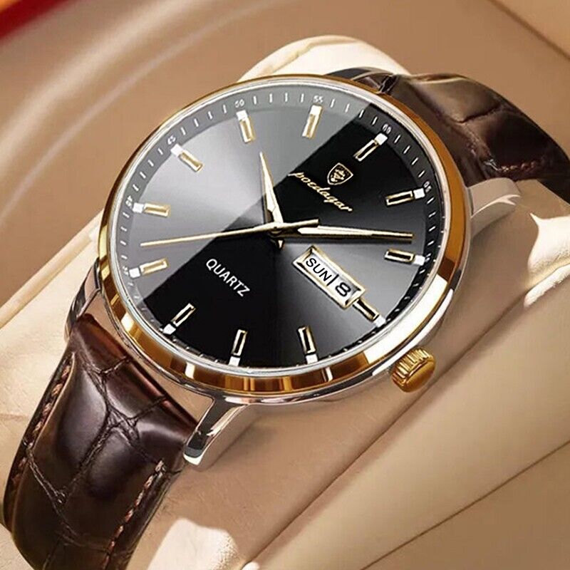 Men's Watch Wrist Watches Waterproof Man Luxury Leather Quartz Luminous Day UK