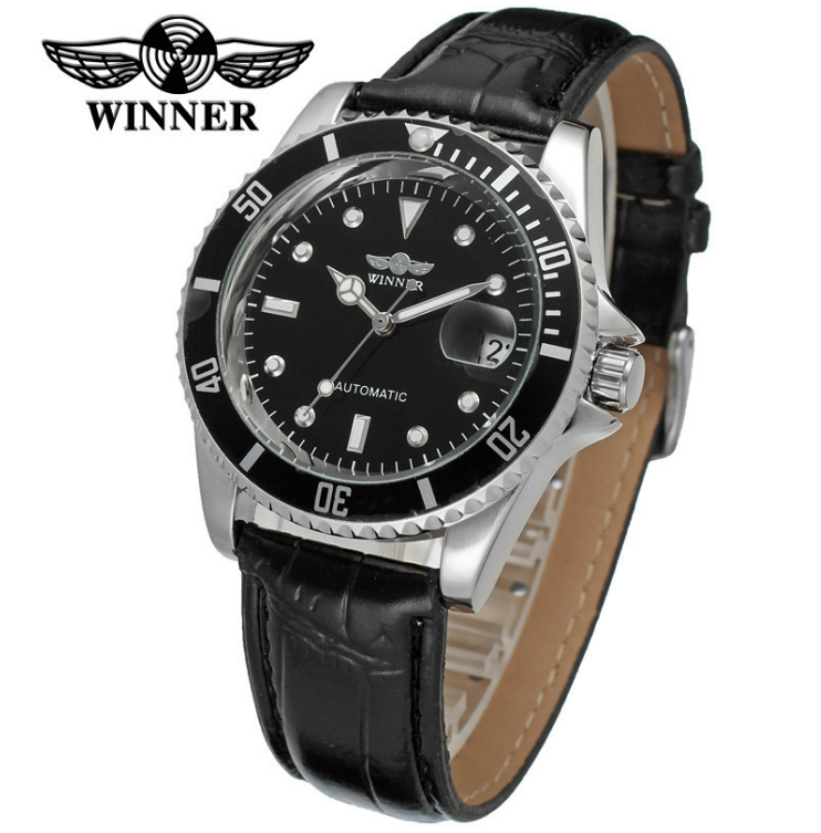 Men Leather Watches Automatic Mechanical Movement Wristwatch Waterproof Luminous