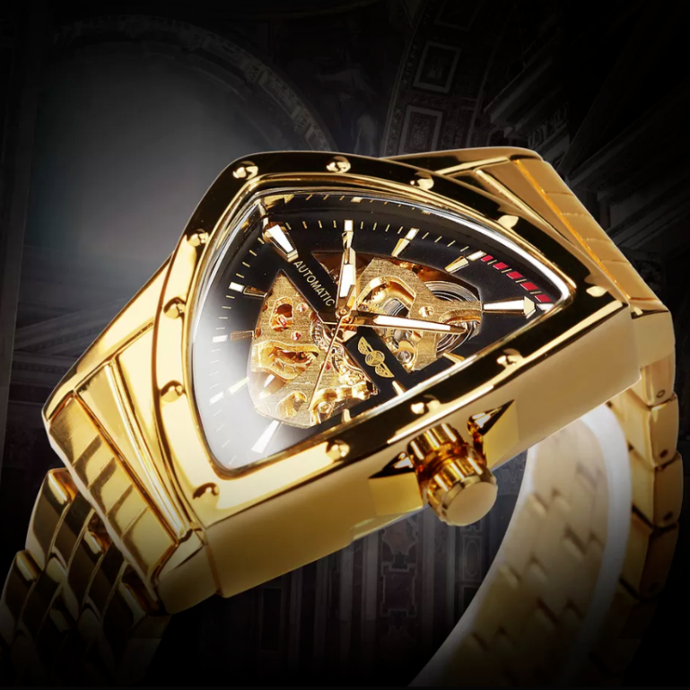 Mens Watches Triangle Dial Skeleton Mechanical Automatic Watch Men's Hollow Gift