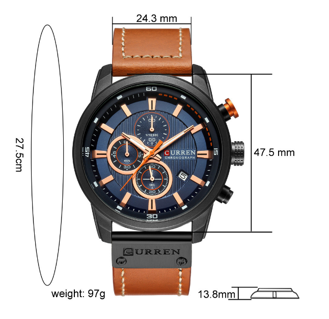 Men’s Watch Army Military Chronograph Date Quartz Wrist Watches Waterproof