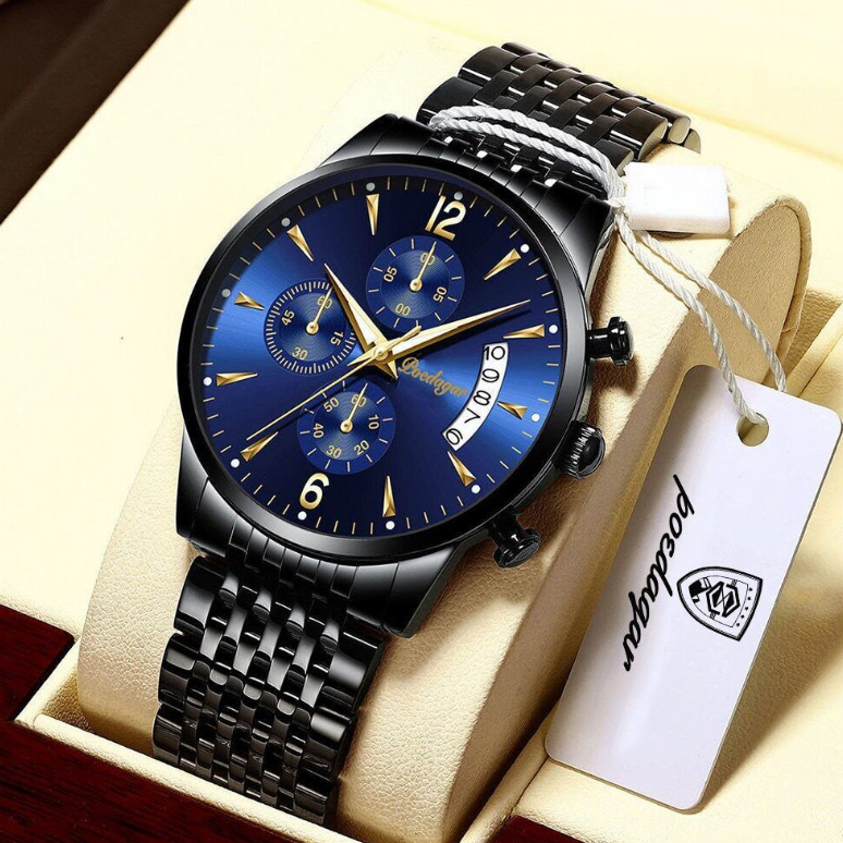 Mens Stainless Steel Watch Waterproof Luminous Watches Luxury Quartz Wristwatch