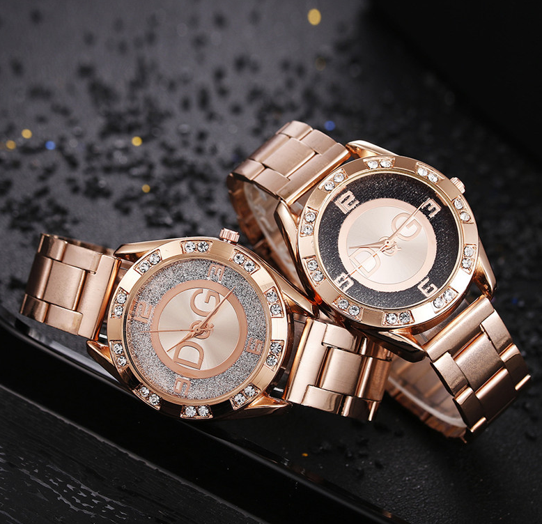 Ladies Steel Wristwatch Date Quartz Analogue Women Fashion Casual Crystal Watch