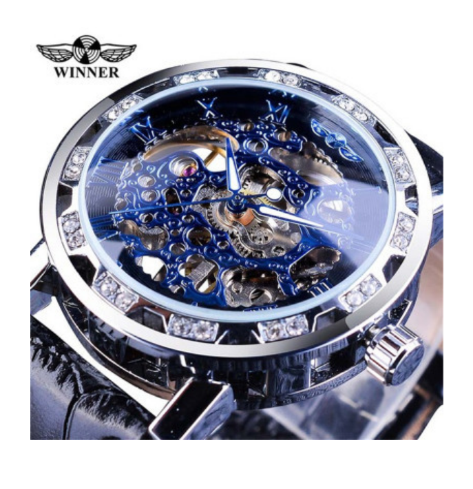 Men's Sport Mechanical Skeleton See Through Steampunk Leather Strap Wrist Watch