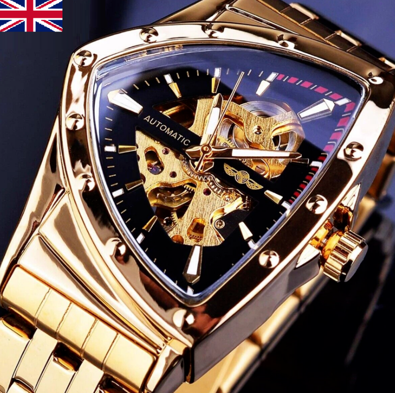 Mens Watches Triangle Dial Skeleton Mechanical Automatic Watch Men's Hollow Gift